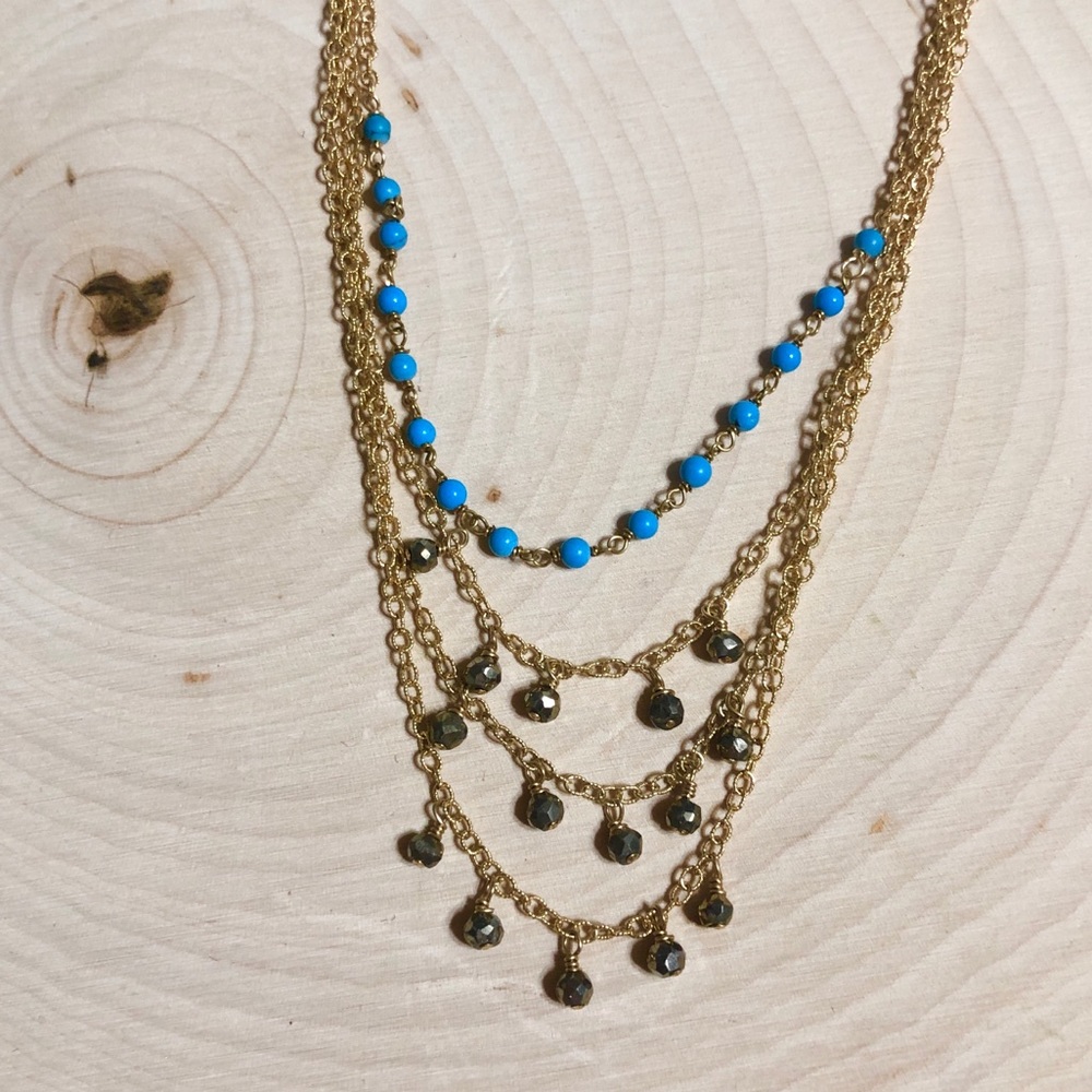 NEW Free People Ela Rae Delicate Tiered Anklet 14k Gold with Beads - Picture 7 of 14